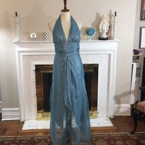 Nicole Miller metallic halter maxi dress